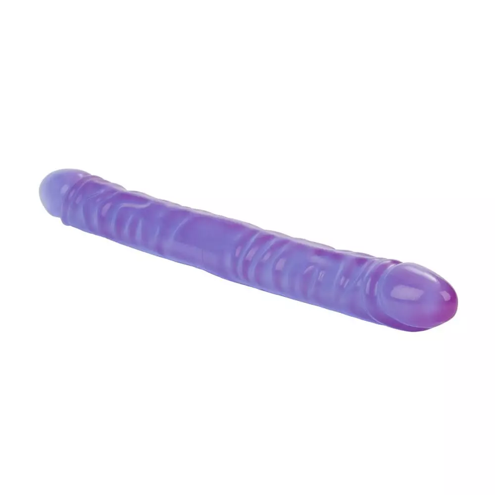 CalExotics Reflective Gel 17.5 inch Veined Double Dong In Purple